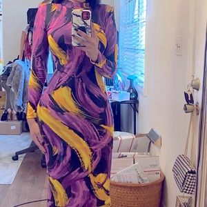 Purple Mock Neck Dress